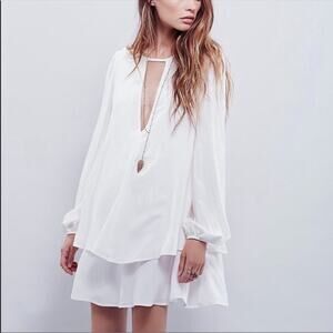 Free People Philadelphia Beck Layered Mini Shift Dress White Size S